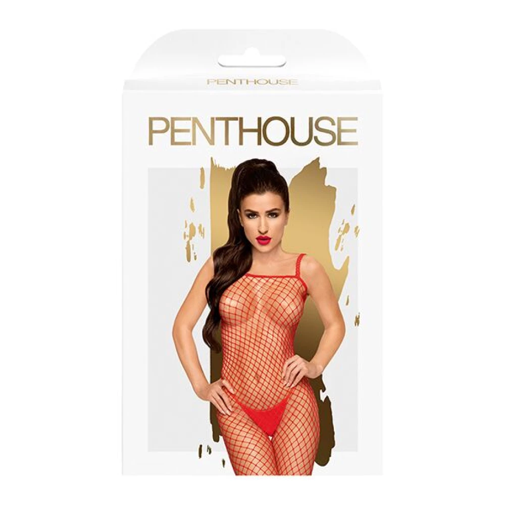 Бодистокинг в большую сетку Penthouse - Body Search Red XL