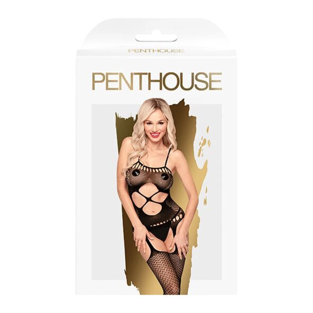 Бодістокінг з вирізом на животику Penthouse - Hot Nightfall Black XL