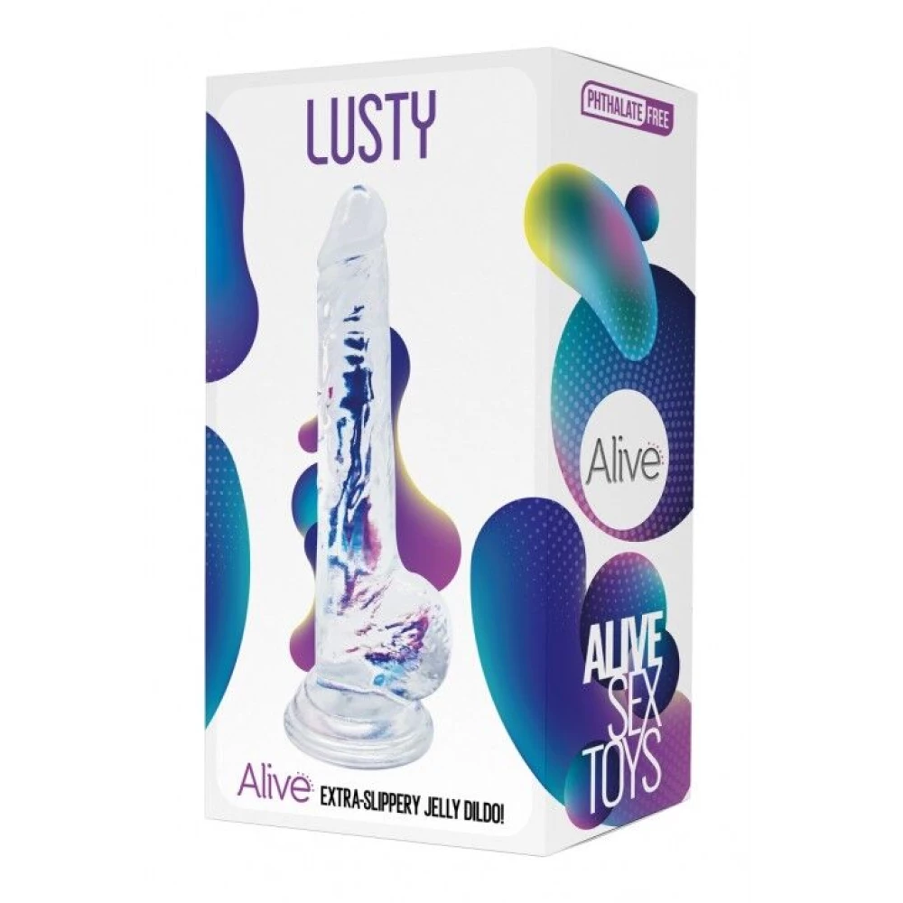 Прозрачный фаллоимитатор Alive Jelly Dildo Lusty, ТПЭ, присоска, диаметр 3,2см, длина 18см