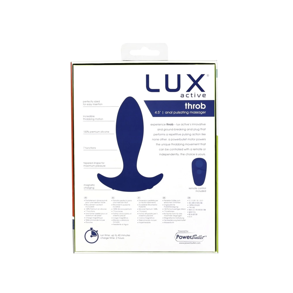 Анальна пробка з пульсацією Lux Active – Throb – 4.5“ Anal Pulsating Massager, пульт ДК