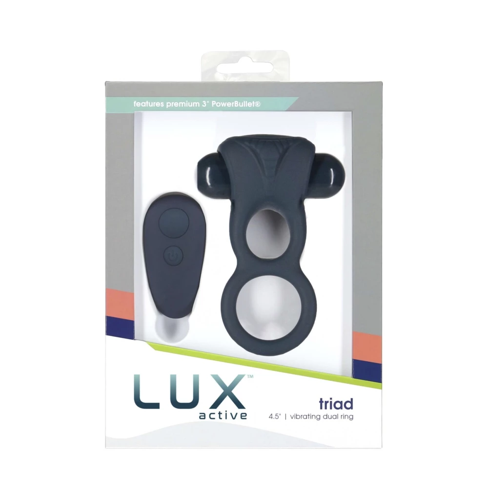 Двойное эрекционное кольцо с вибрацией Lux Active-Triad - Vibrating Dual Cock Ring, пульт ДУ