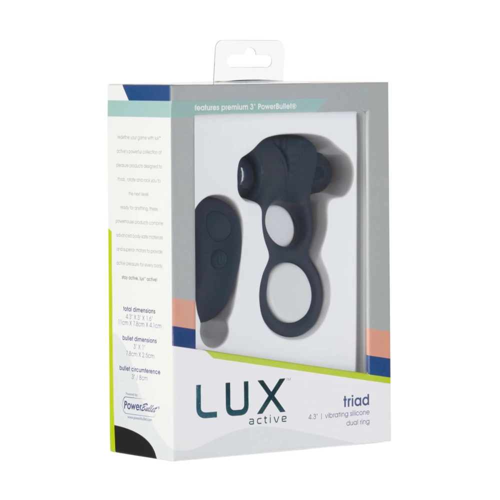 Двойное эрекционное кольцо с вибрацией Lux Active-Triad - Vibrating Dual Cock Ring, пульт ДУ