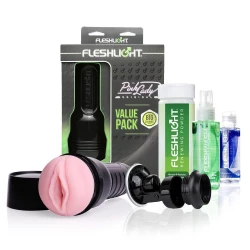 Мастурбатор Fleshlight Pink Lady Original Value Pack: присоска, смазка, чистка и восстановление