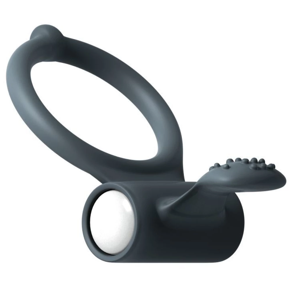 Эрекционное кольцо Dorcel Power Clit Black V2 с вибрацией и язычком со щеточкой