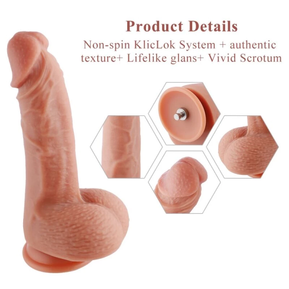 Ультрареалистичный фаллоимитатор для секс-машин Hismith 8.3″ 2-layers Silicone Flesh Dildo, 2-слойный