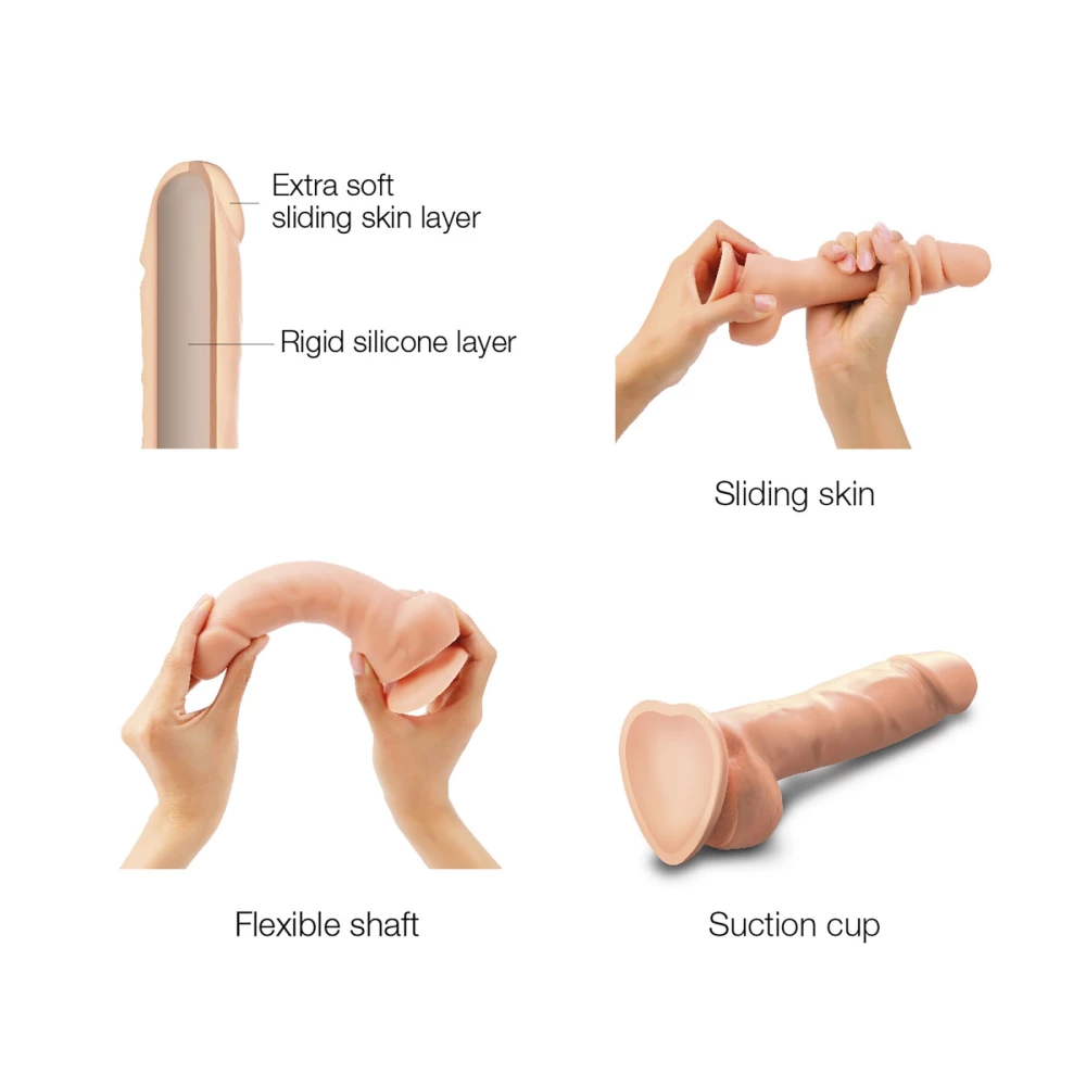 Реалистичный фаллоимитатор Strap-On-Me Sliding Skin Realistic Dildo Vanille - M, эффект подвижной кожи