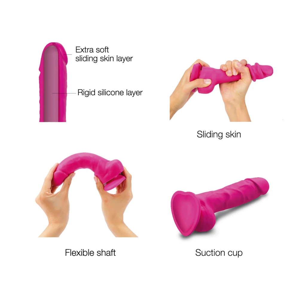 Реалистичный фаллоимитатор Strap-On-Me Sliding Skin Realistic Dildo Fuchsia - S, эффект подвижной кожи