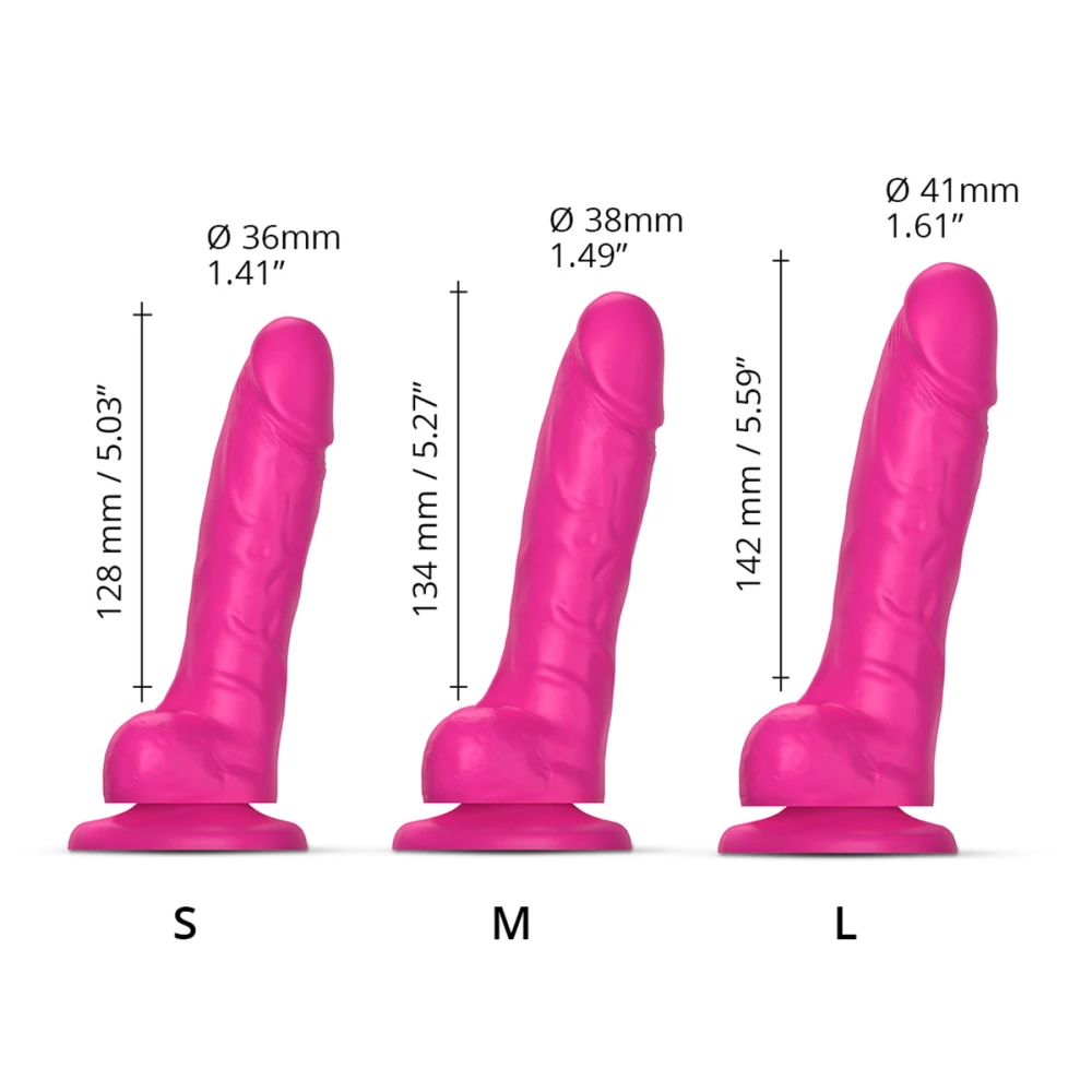 Реалистичный фаллоимитатор Strap-On-Me Sliding Skin Realistic Dildo Fuchsia - L, эффект подвижной кожи