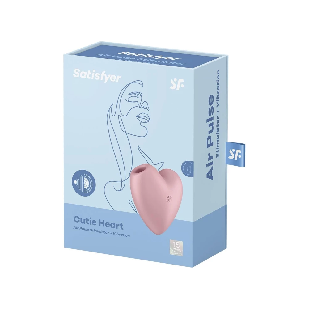 Вакуумный стимулятор-сердце с вибрацией Satisfyer Cutie Heart Light Red