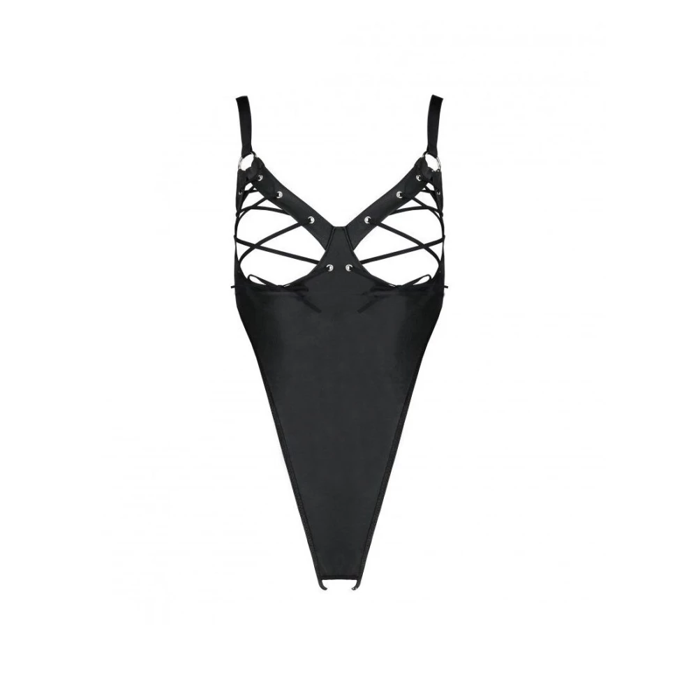 Боді з екошкіри CELINE BODY black S/M — Passion: з доступом, відкритий