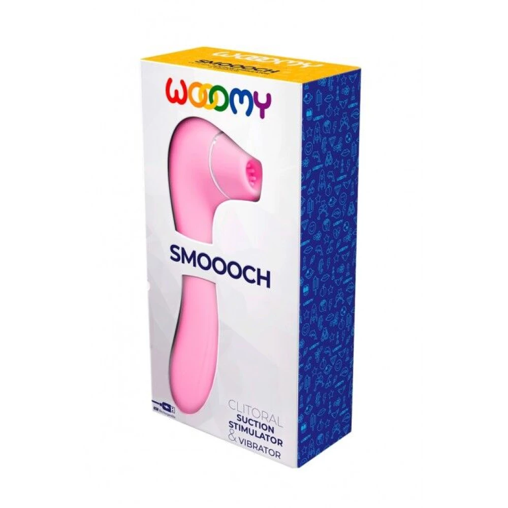 Вакуумний стимулятор з вібрацією Wooomy Smoooch Pink Clitoral Suction & Vibration, 10х2 режимів