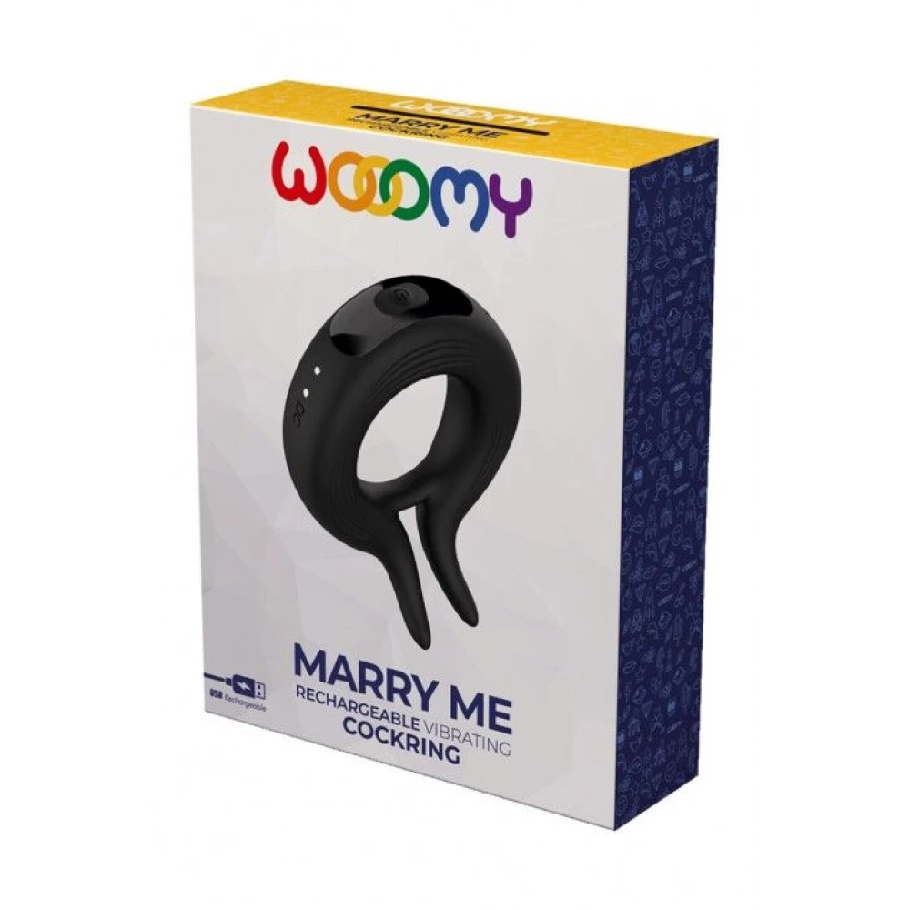 Эрекционное виброкольцо Wooomy Marry Me, перезаряжающее, 10 режимов вибрации, диаметр 4 см