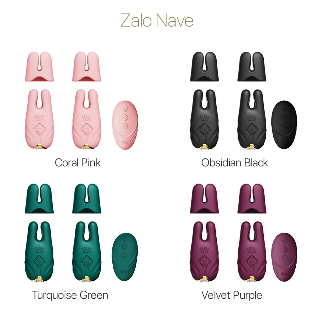 Смарт-вибратор для груди Zalo - Nave Turquoise Green, пульт ДУ, работа через приложение