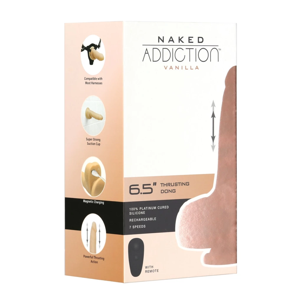 Фаллоимитатор-пульсатор Naked Addiction 6.5″ Thrusting Dong With Remote, движения вперед-назад, пульт ДУ