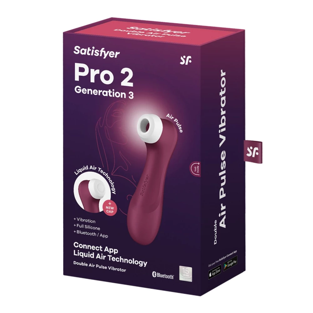 Вакуумный клиторальный стимулятор Satisfyer Pro 2 Generation 3 with Liquid Air Connect App Wine Red