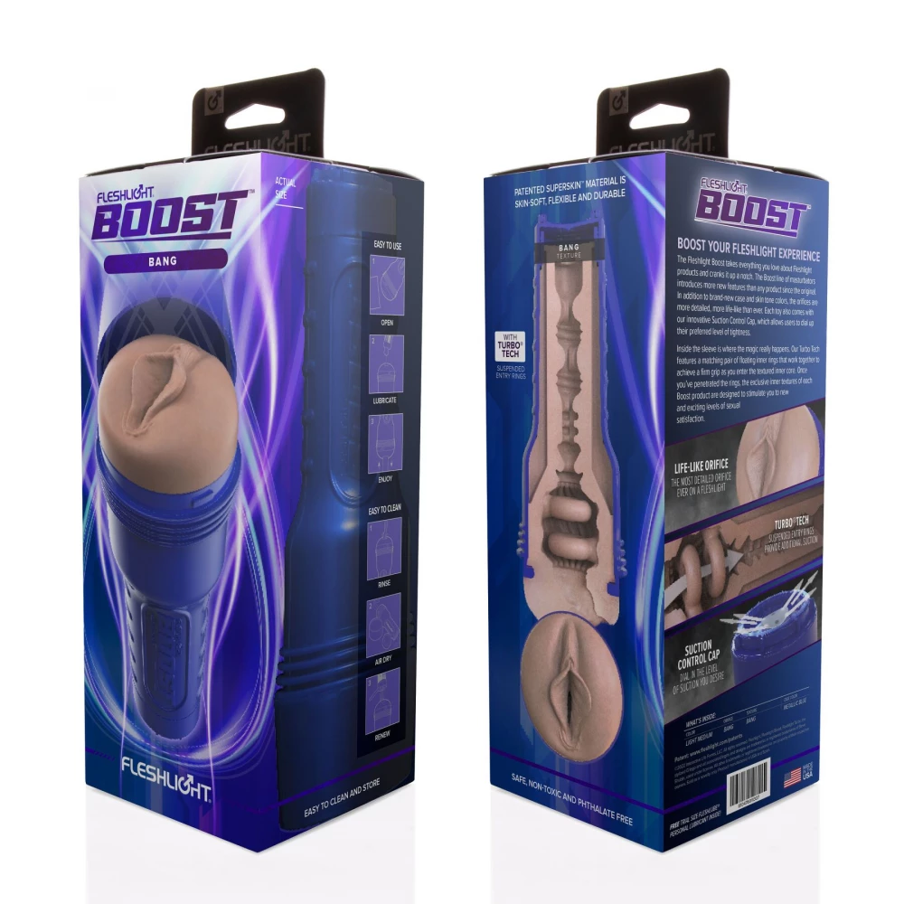 Мастурбатор-вагина Fleshlight Boost Bang, плавные кольца Turbo Tech