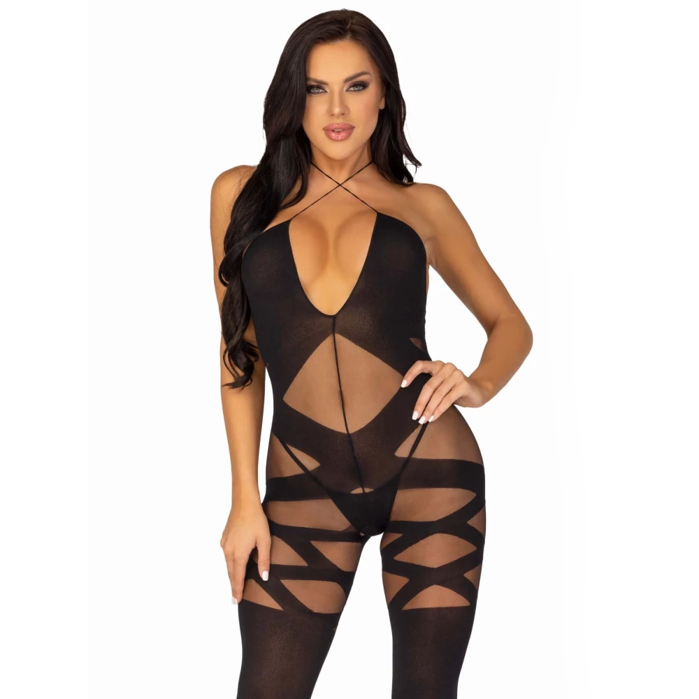 Бодистокинг Leg Avenue Illusion halter bodystocking One size Black, доступ