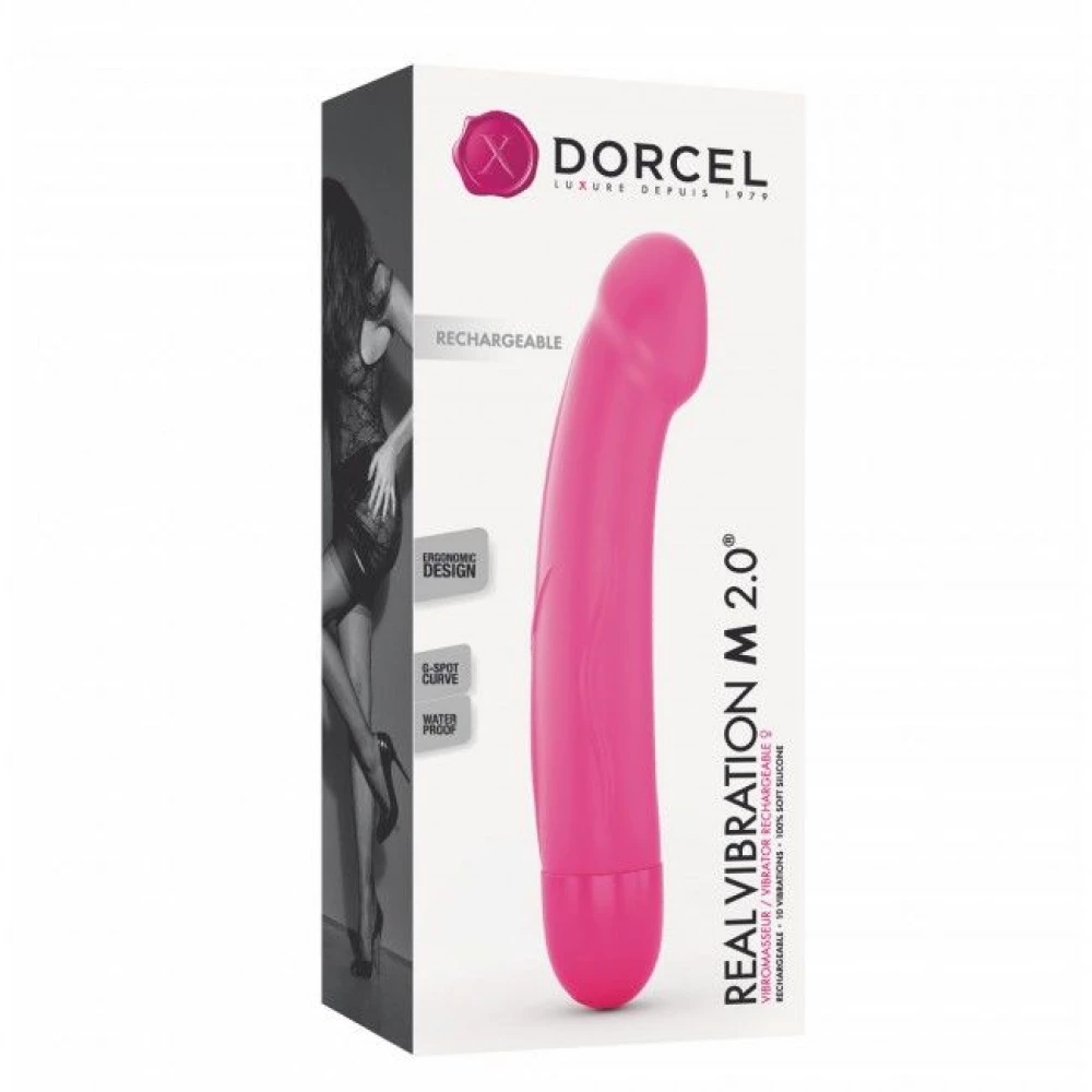 Вибратор Dorcel Real Vibration M Magenta 2.0, диаметр 3,7см, перезаряжается, для точки G, водостой