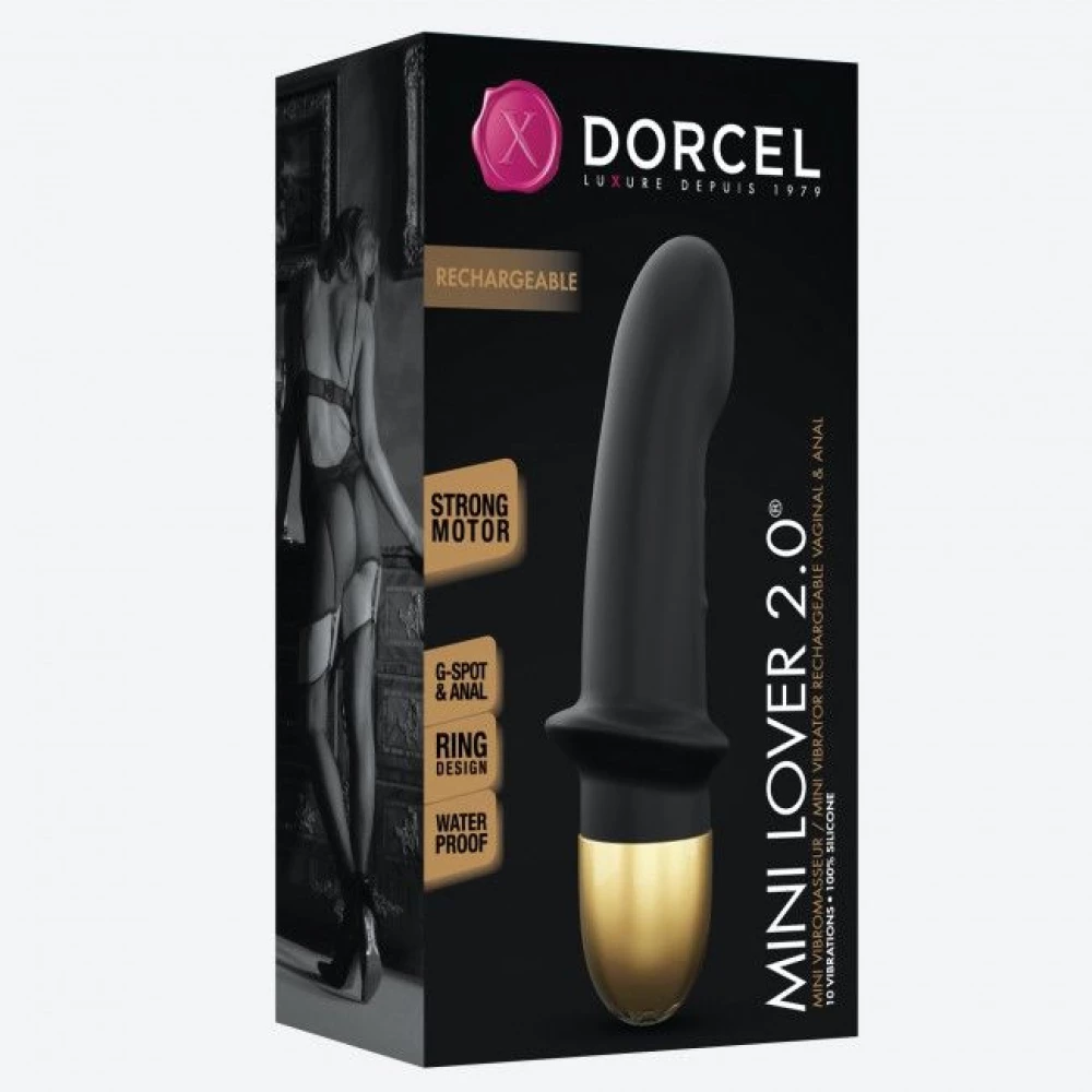 Вибратор Dorcel Mini Lover Black 2.0 перезаряжается, для точки G и массажа простаты