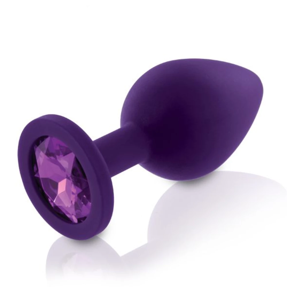 Набор силиконовых анальных пробок с кристаллом Rianne S: Booty Plug Set Purple, диаметр 2,7см, 3,5см