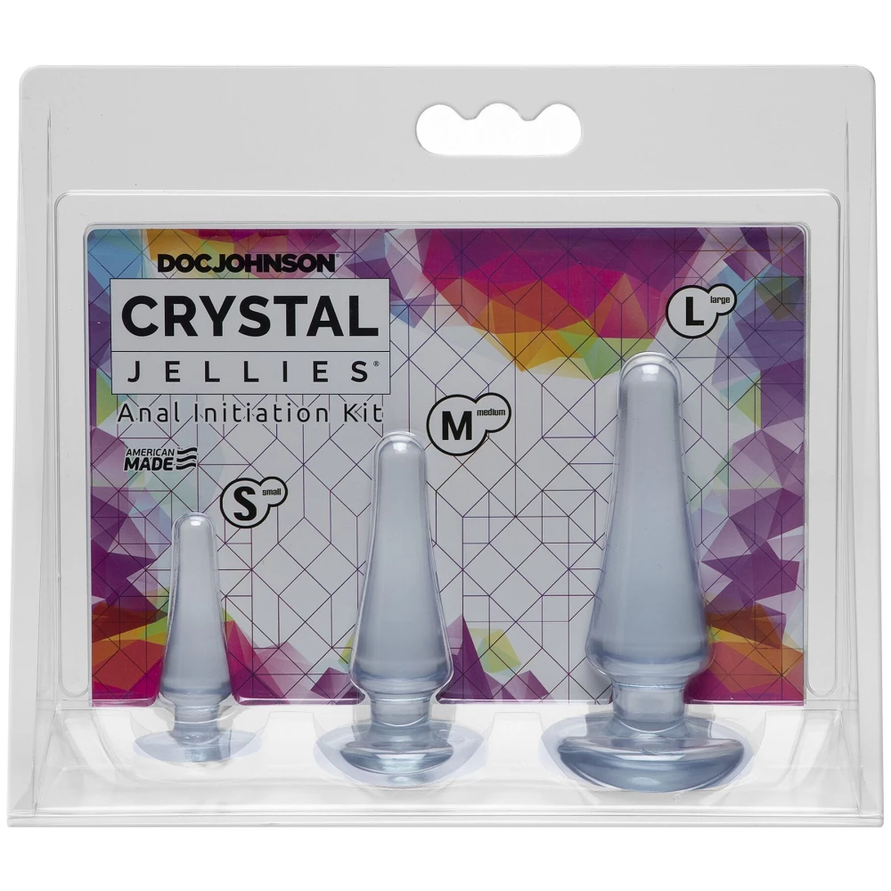 Набор анальных пробок Doc Johnson Crystal Jellies Anal – Clear, макс. диаметр 2см – 3 см – 4 см