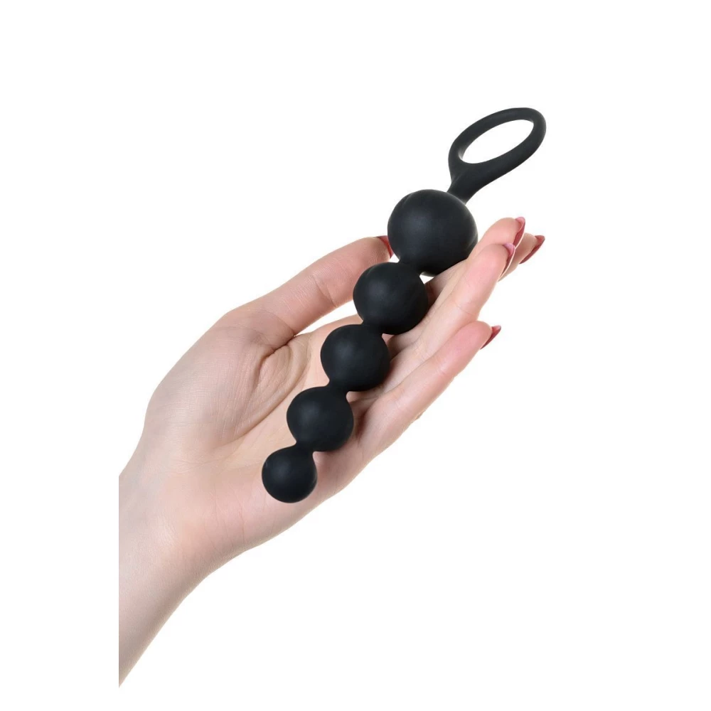Набор анальных бусин Satisfyer Beads Black, силикон, макс. диаметр 3,3 см и 3,5 см