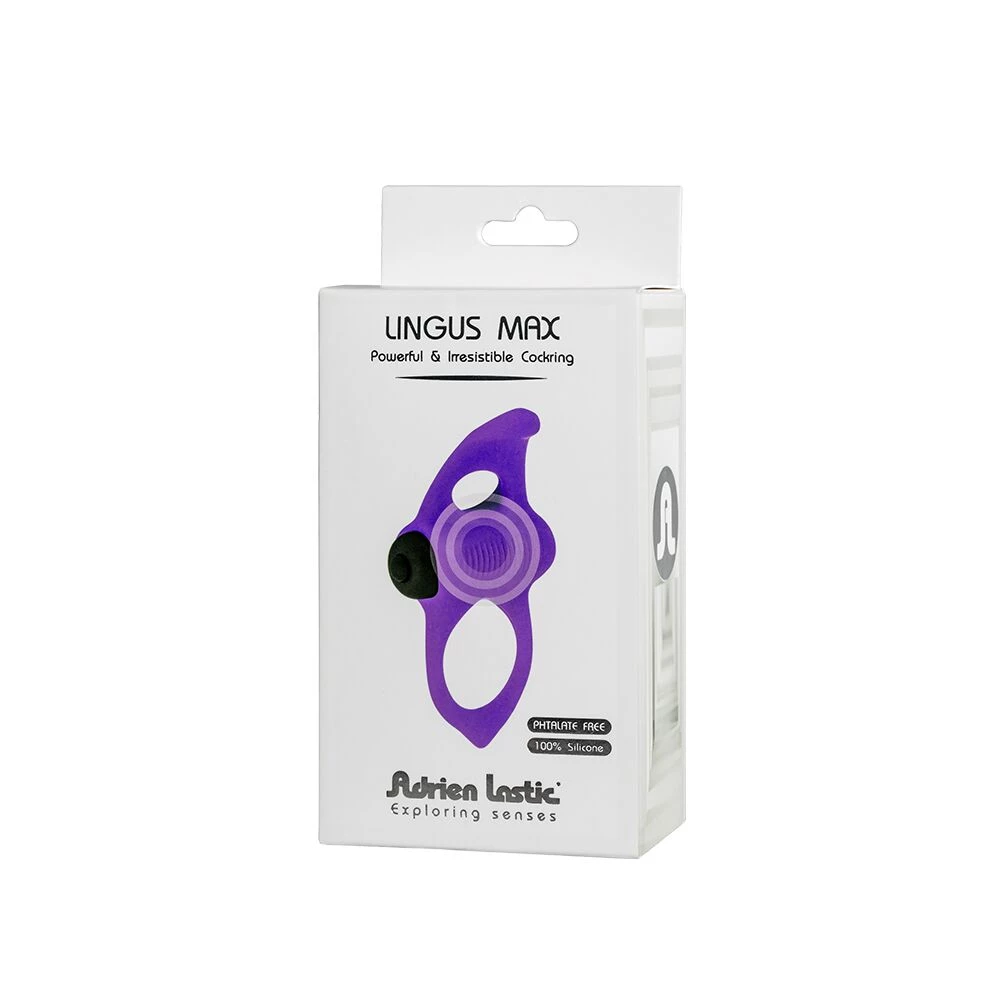 Эрекционное виброкольцо Adrien Lastic Lingus MAX Violet с язычком для стимуляции клитора