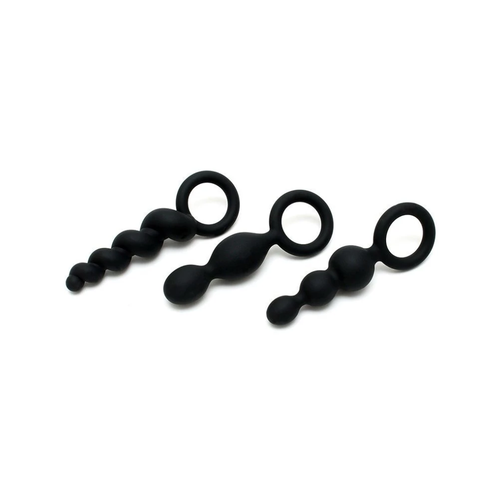Набор анальных игрушек Satisfyer Plug black (set of 3) – Booty Call, макс. диаметр 3 см