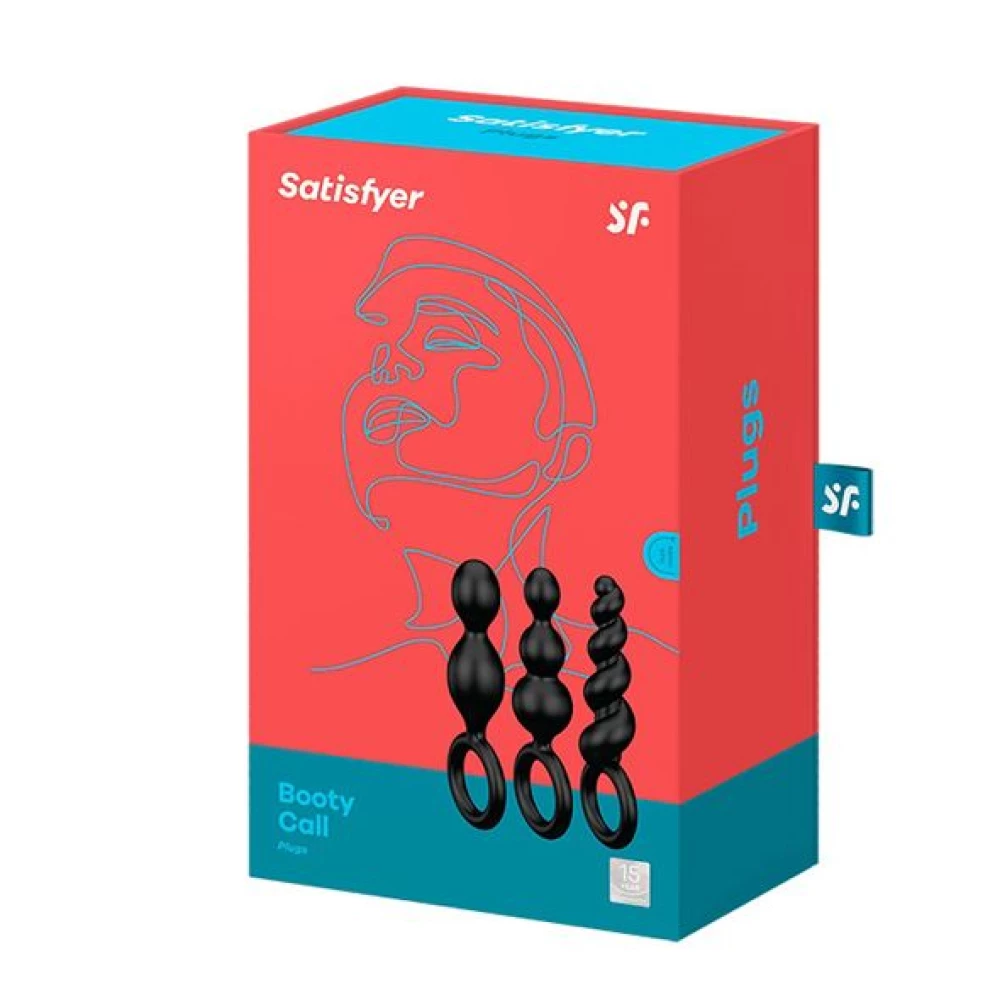 Набор анальных игрушек Satisfyer Plug black (set of 3) – Booty Call, макс. диаметр 3 см