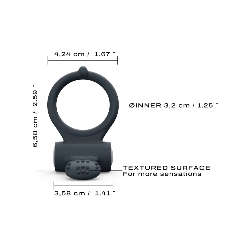 Эрекционное кольцо Dorcel Power Clit Black V2 с вибрацией и язычком со щеточкой