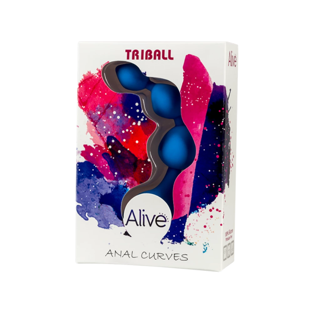 Анальні кульки Alive Triball Blue, силікон, макс. діаметр 2 см