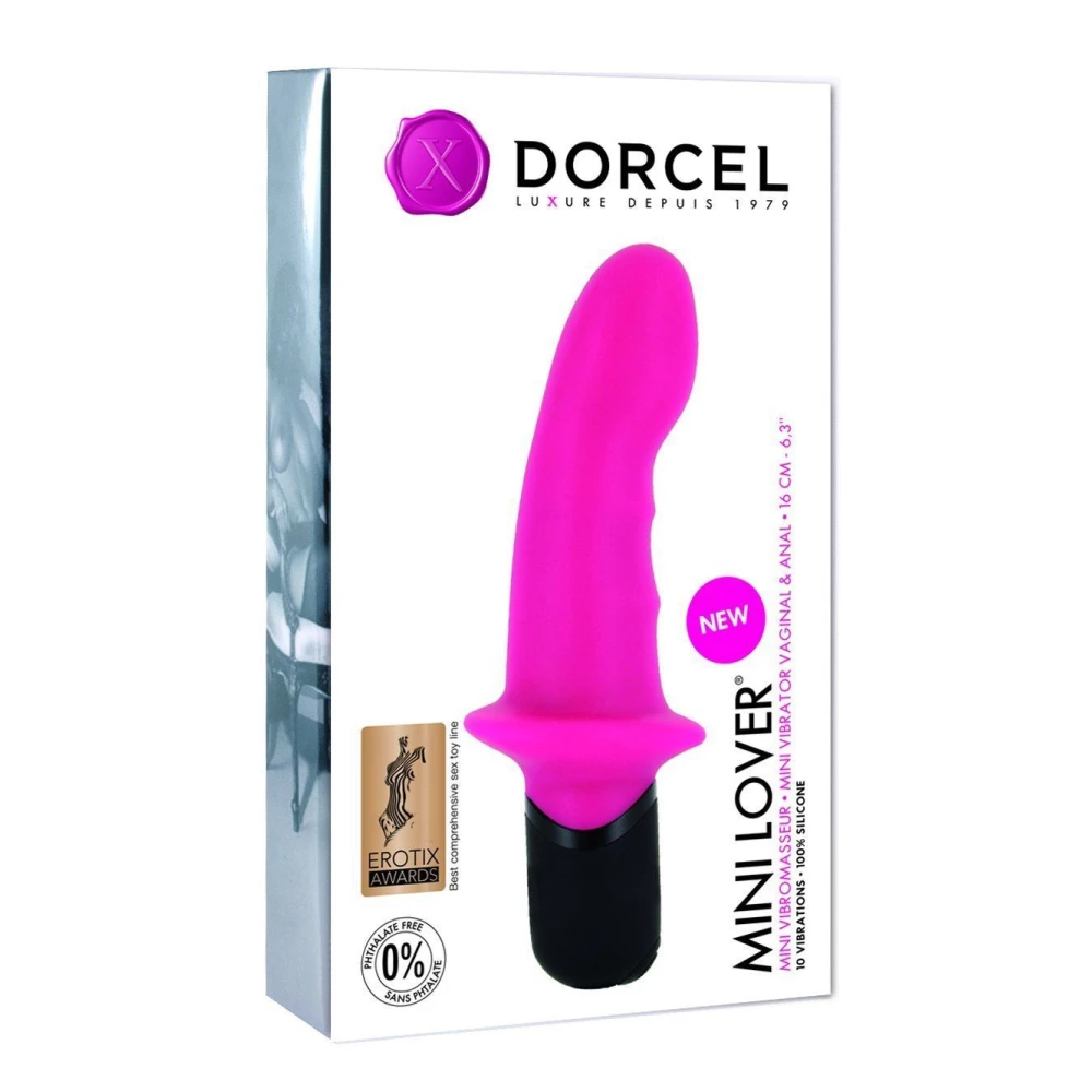 Вибратор Dorcel Mini Lover Magenta с ограничителем, для точки G и массажа простаты