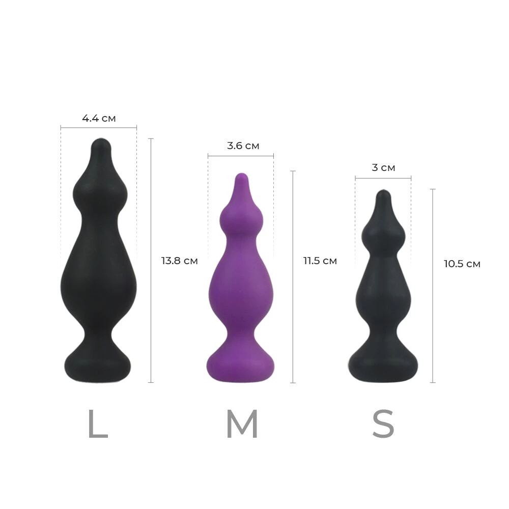 Анальная пробка Adrien Lastic Amuse Medium Purple(M) с двумя переходами, макс. диаметр 3,6 см
