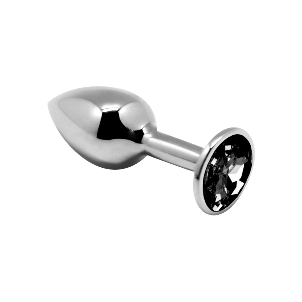 Анальная металлическая пробка с кристаллом Alive Mini Metal Butt Plug Black M