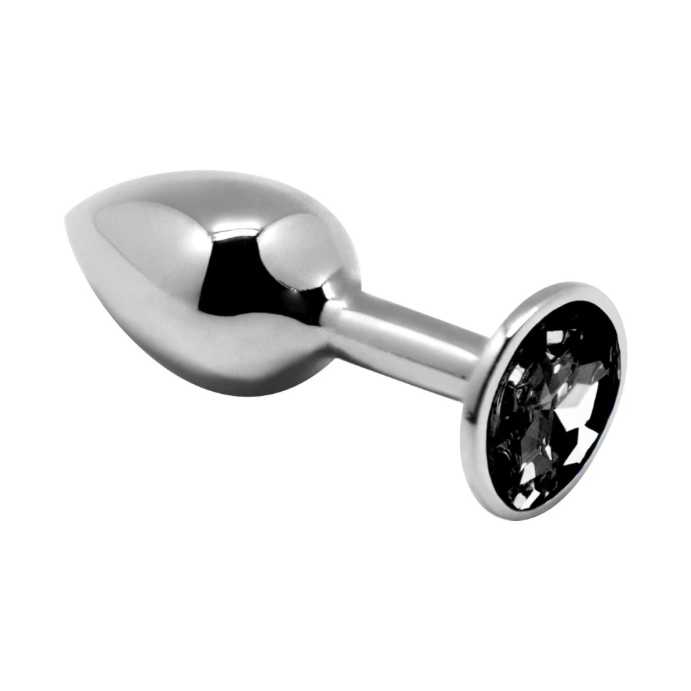 Анальная металлическая пробка с кристаллом Alive Mini Metal Butt Plug Black L