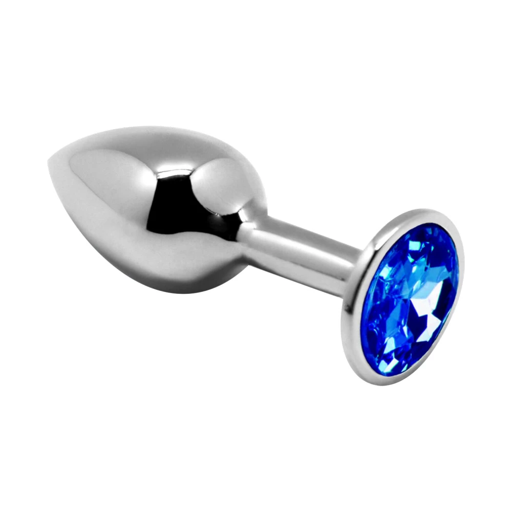 Анальная металлическая пробка с кристаллом Alive Mini Metal Butt Plug Blue L