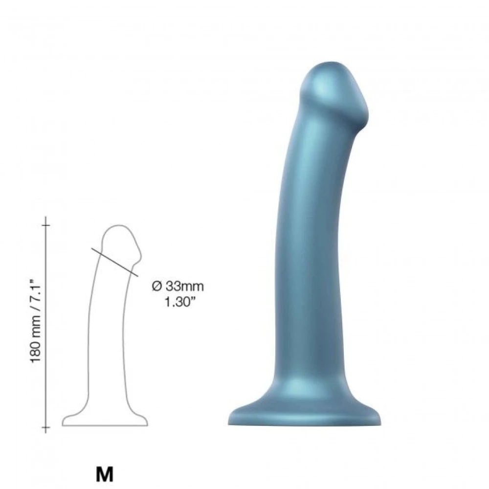Насадка для страпона Strap-On-Me Mono Density Dildo M Blue, диам. 3,3 см, однослойный силикон, гибк.