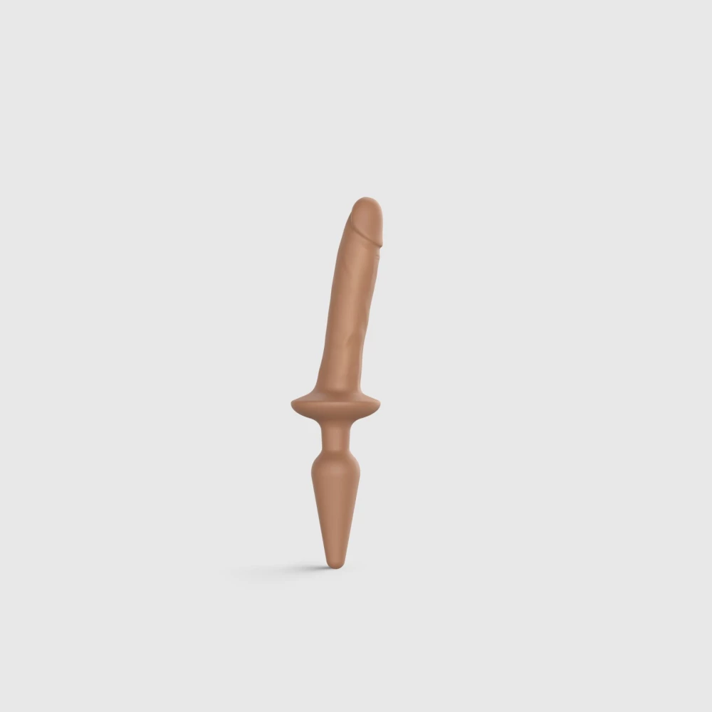 Анальная пробка из дилдо 2в1 Strap-On-Me SWITCH PLUG-IN REALISTIC DILDO Caramel S, диаметр 3,3/2,9 см