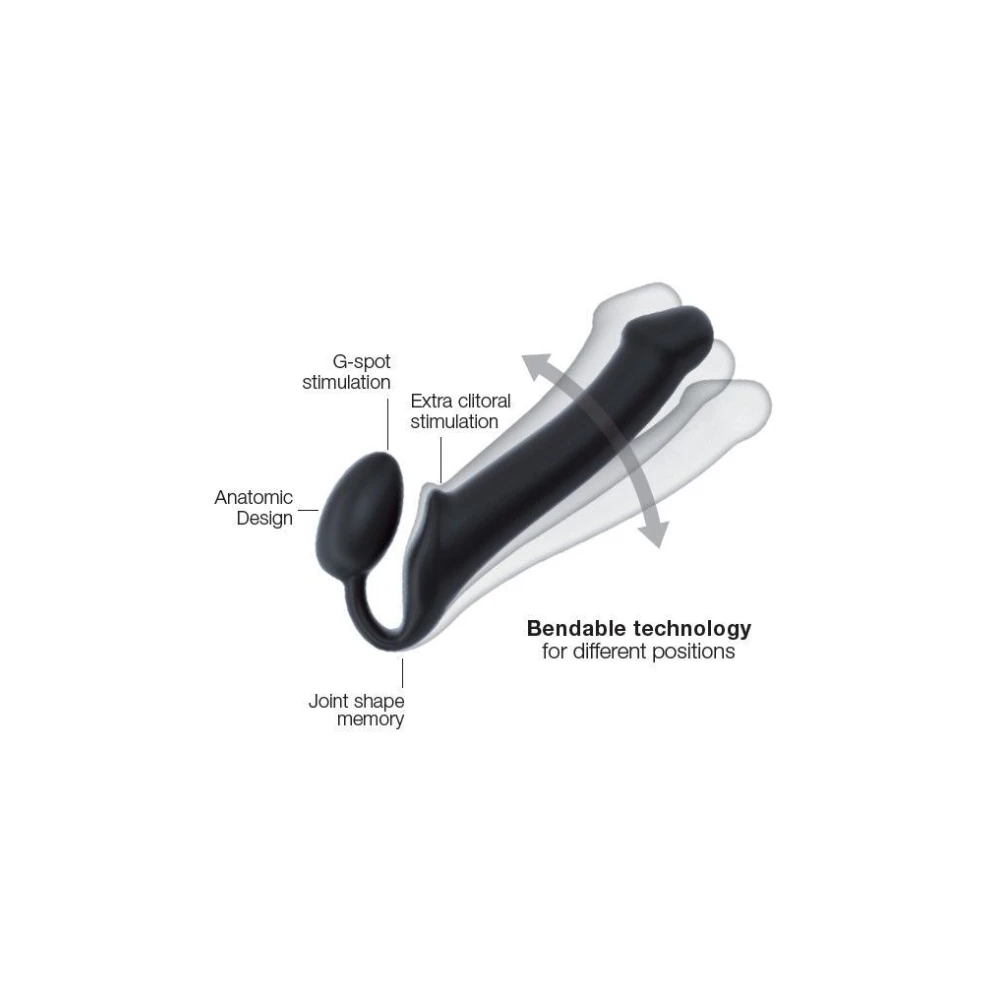 Безремінний страпон Strap-On-Me Black XL, повністю регульований, діаметр 4,5 см