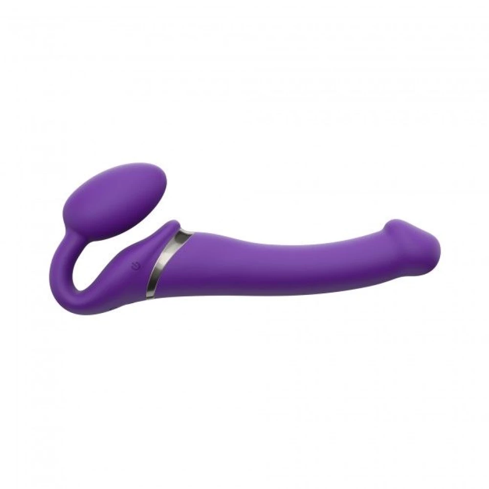 Безременный страпон с вибрацией Strap-On-Me Vibrating Violet M, диаметр 3,3 см, пульт ДУ, регулируемый