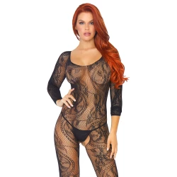 Бодистокинг Leg Avenue Swirl Lace Bodystocking One size Black, ажурная ткань, доступ