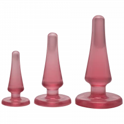 Набор анальных пробок Doc Johnson Crystal Jellies – Pink, макс. диаметр 2см – 3 см – 4 см