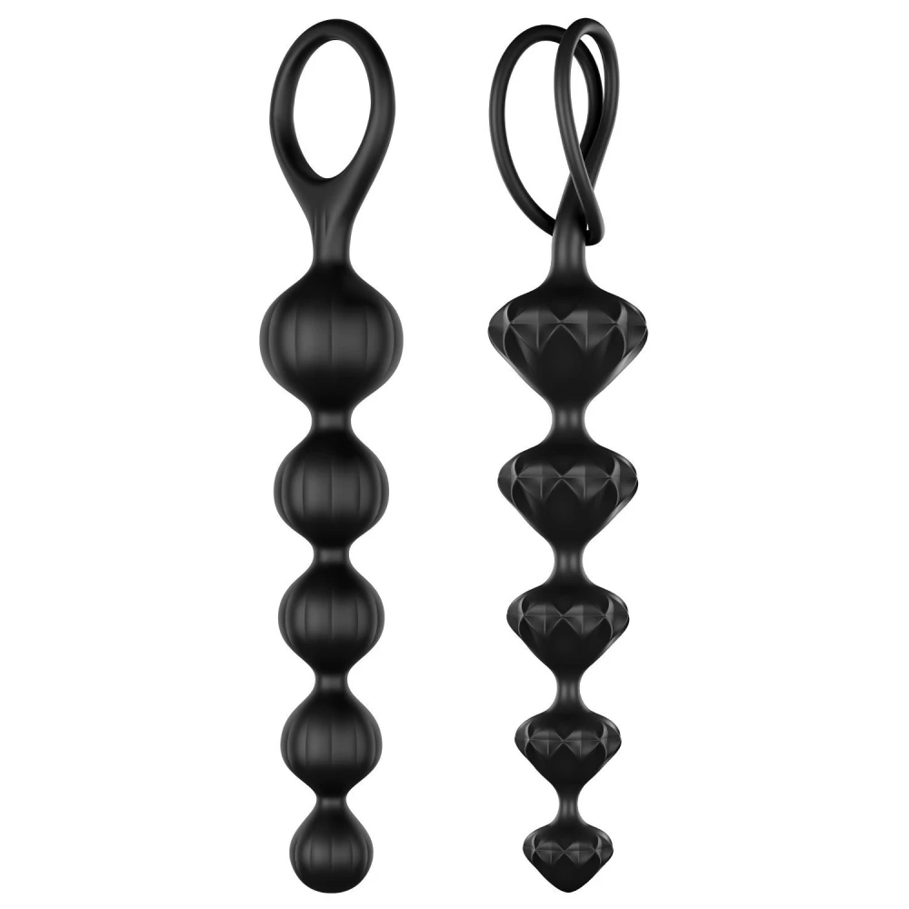 Набор анальных бусин Satisfyer Beads Black, силикон, макс. диаметр 3,3 см и 3,5 см