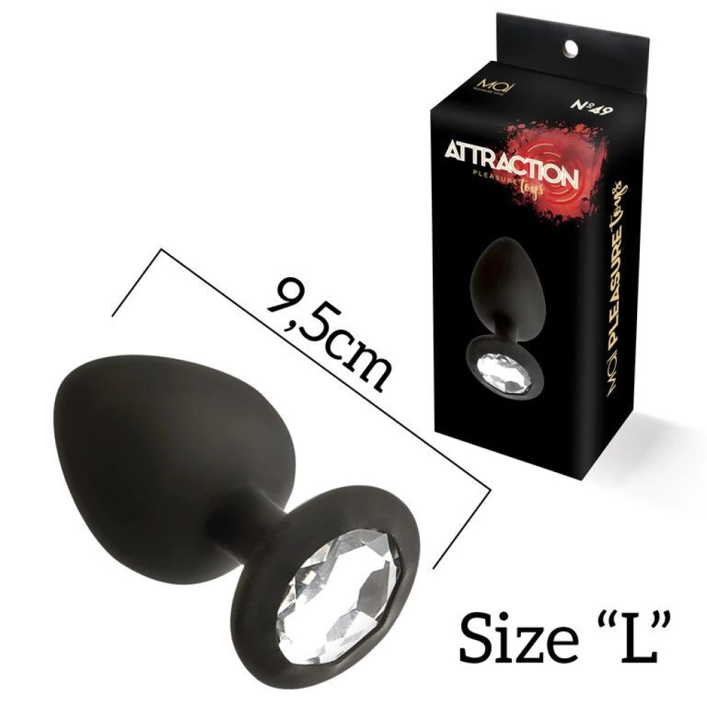 Анальная пробка с кристаллом MAI Attraction Toys №49 Black, длина 9,5 см, диаметр 4 см