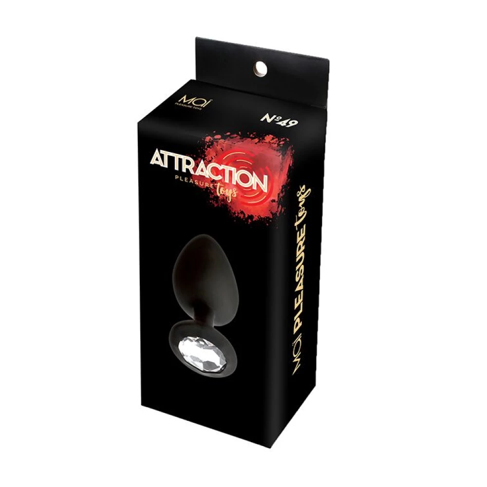 Анальна пробка з кристалом MAI Attraction Toys №49 Black, довжина 9,5 см, діаметр 4 см