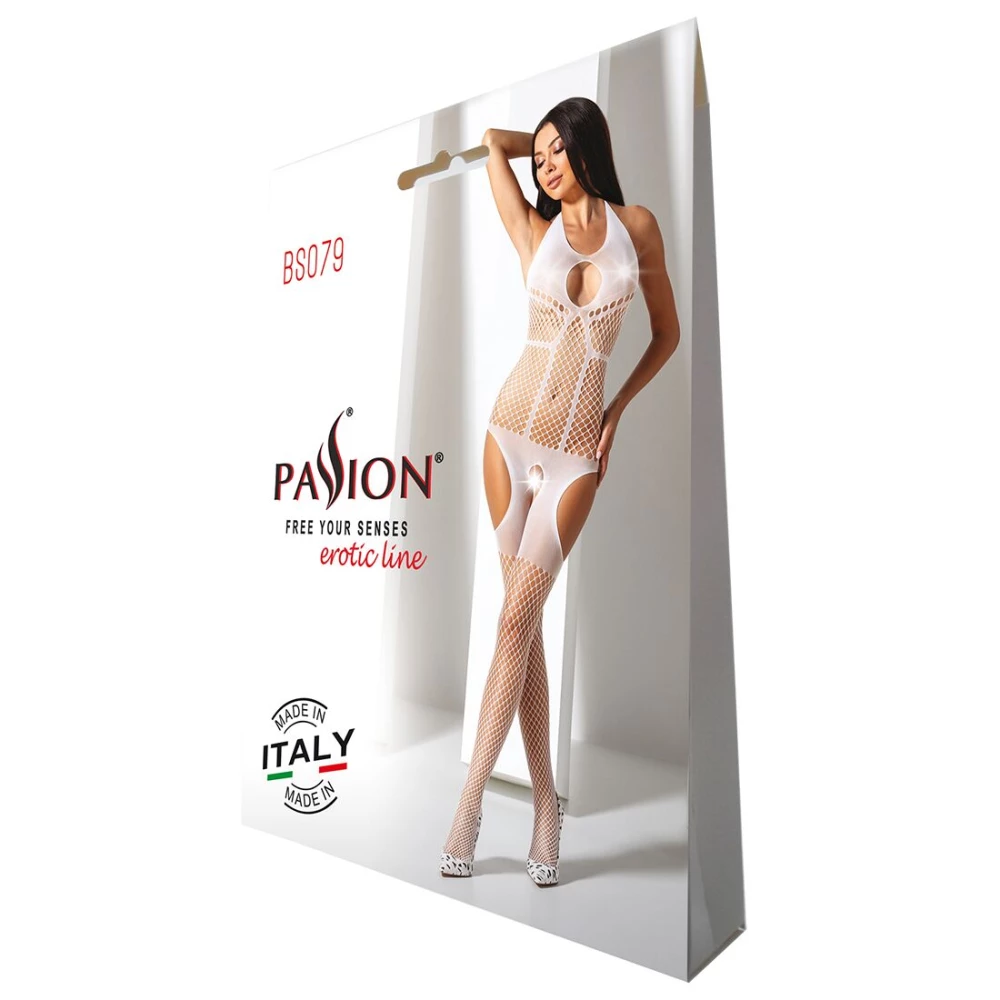 Бодистокинг с имитацией чулок Passion BS079 white