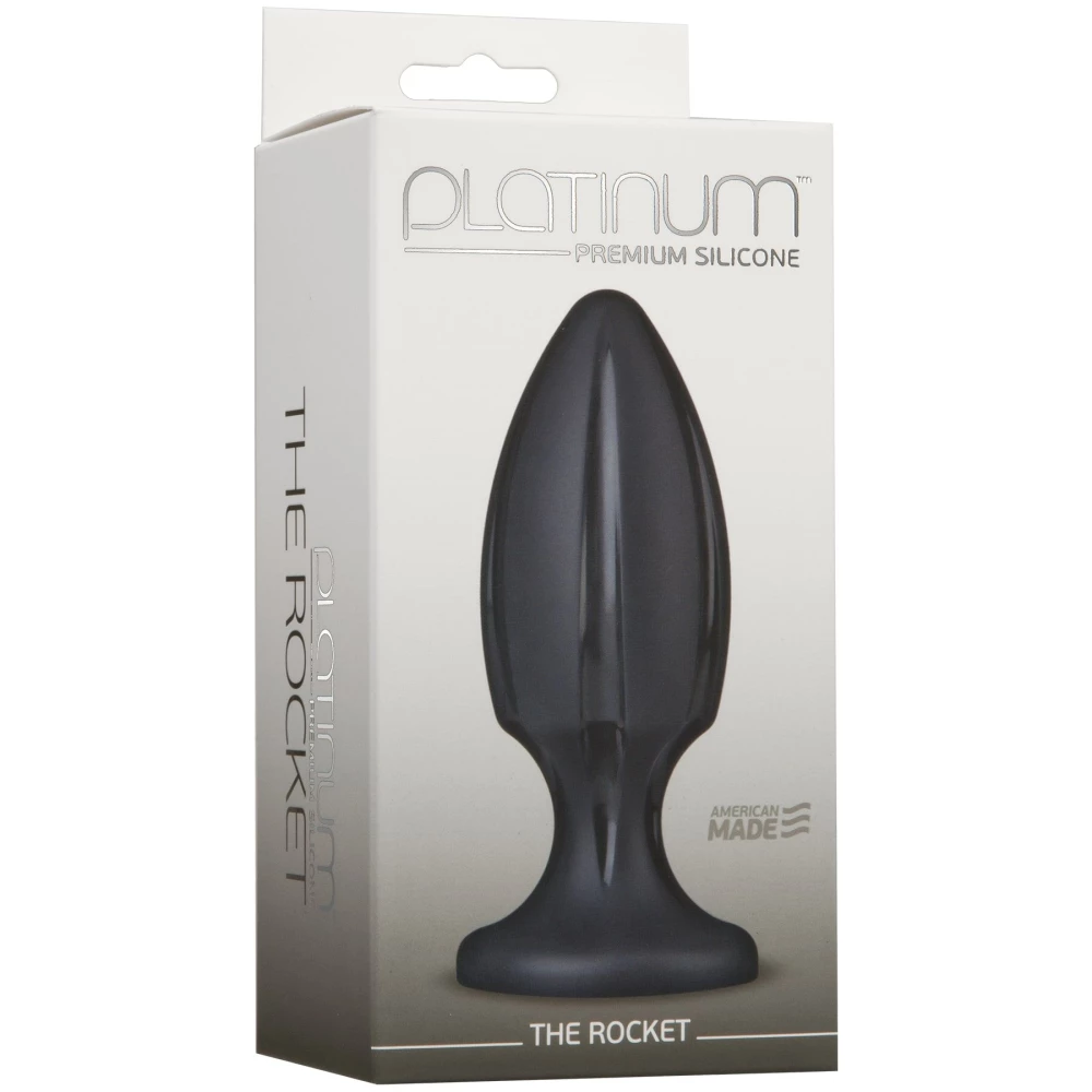 Анальный плаг с каналами для смазки Doc Johnson Platinum Premium Silicone - The Rocket - Black