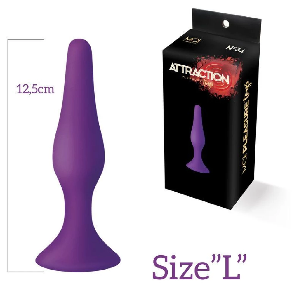 Анальна пробка з присоскою MAI Attraction Toys №34 Purple, довжина 12,5см, діаметр 3,2 см